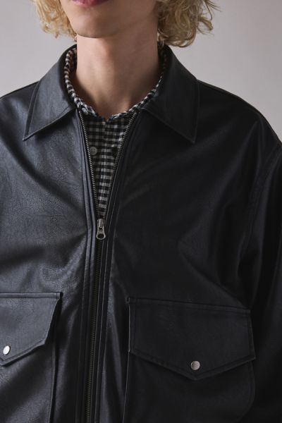 BDG Faux Leather Bomber Jacket