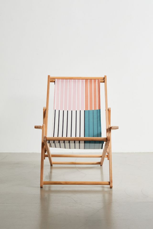 Colour Poems Deny Color Block Line Abstract V Outdoor Folding Chair #1