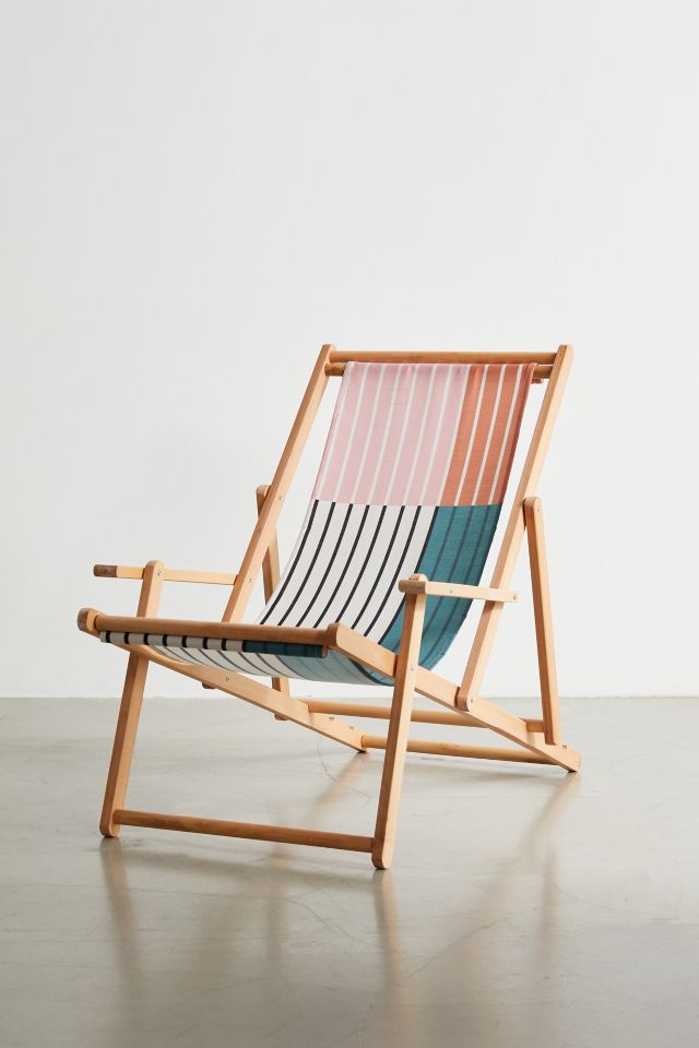 Colour Poems Deny Color Block Line Abstract V Outdoor Folding Chair #2