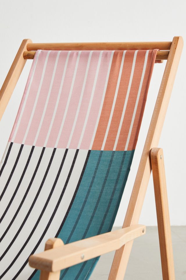Colour Poems Deny Color Block Line Abstract V Outdoor Folding Chair #3