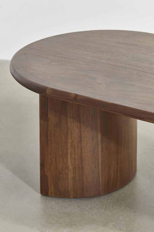 Contemporary Oval Wood Coffee Table with Storage in Brown