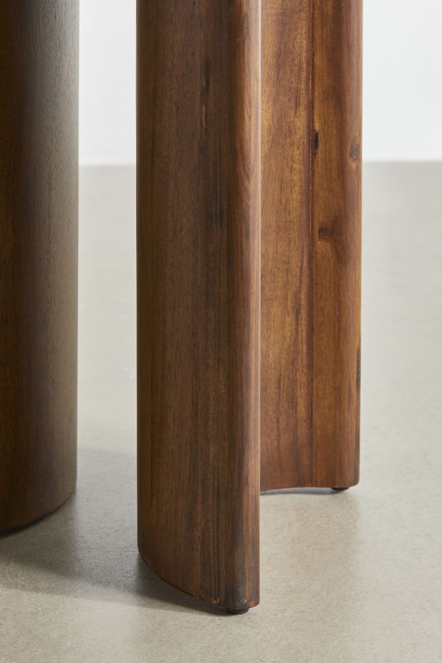Osiris Concaved Legs Round Side Table in Seasoned Brown Acacia