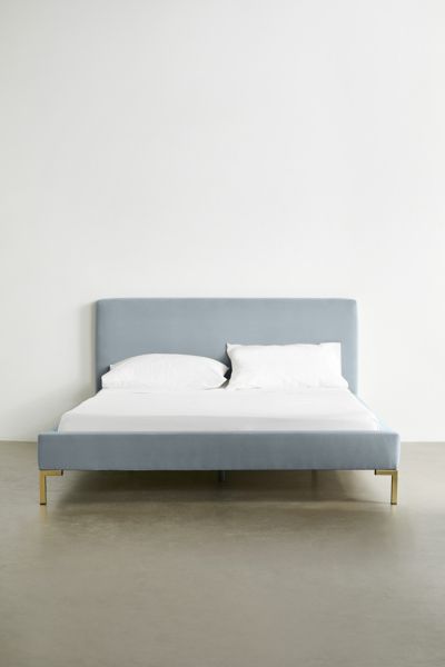 Urban Outfitters Rosalie Classic Velvet Upholstered Platform Bed In Sky At  In Sky