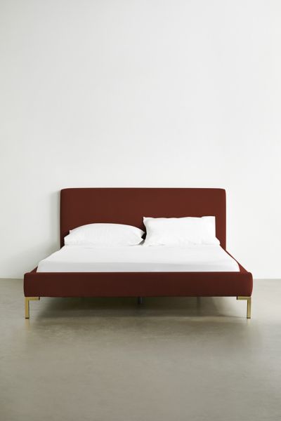 Urban Outfitters Rosalie Classic Velvet Upholstered Platform Bed In Terracotta At  In Terracotta