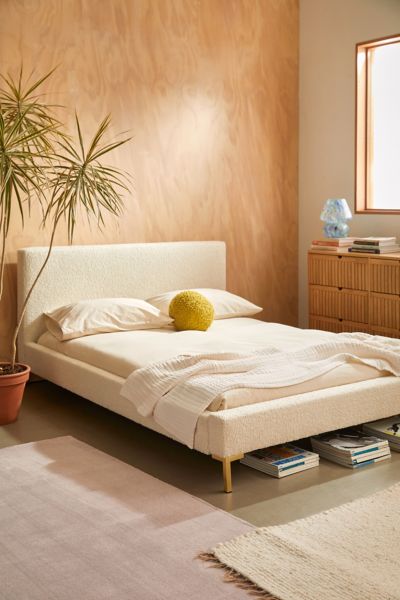Rosalie Upholstered Faux Sheepskin Platform Bed