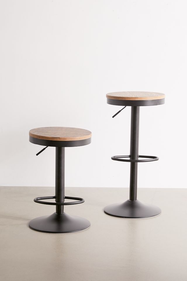 Contemporary Dakota Adjustable Swivel Barstool in Black and Brown