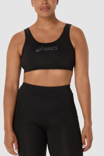 Asics Core Logo Sports Bra In Performance Black, Women's At Urban Outfitters In Performance Black