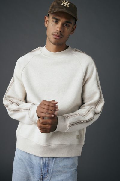 Ugg Tasman Crew Neck Sweatshirt In Caribou Heather, Men's At Urban Outfitters In White