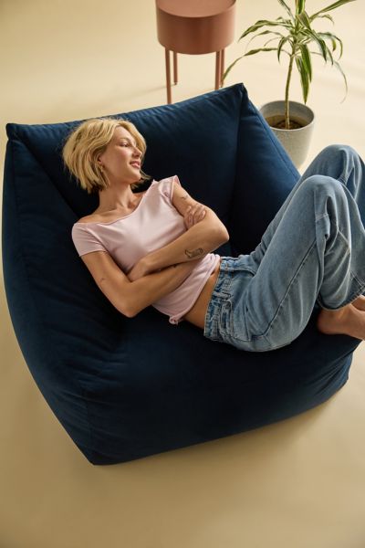 Urban Outfitters Cooper Velvet Bean Bag Chair In Navy At