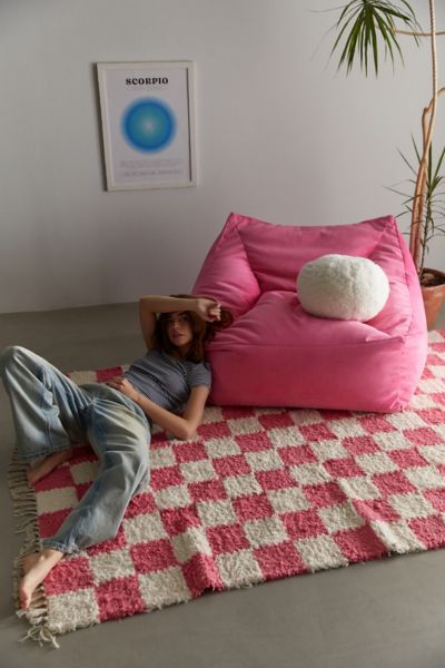 Urban Outfitters Cooper Velvet Bean Bag Chair In Pink At