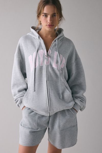Boys Lie Candyqueen V2 Harley Zip-up Hoodie Sweatshirt In Grey, Women's At Urban Outfitters In Gray