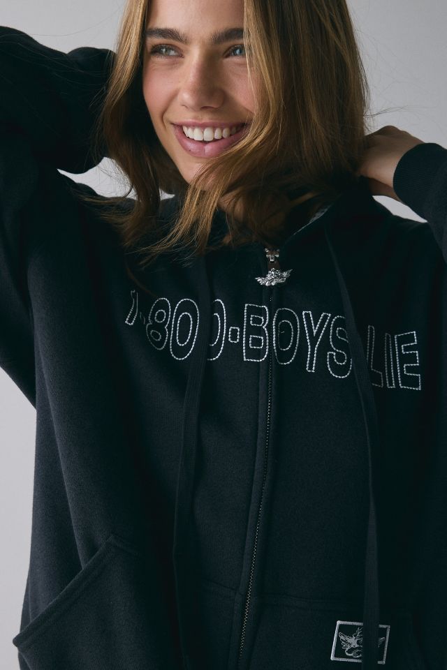 Boys Lie Harley 1-800 Disconnected Graphic Zip-Up Hoodie Sweatshirt #3