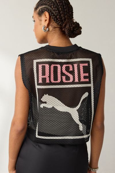 Puma X Rosé Graphic Mesh Cropped Jersey Tee
