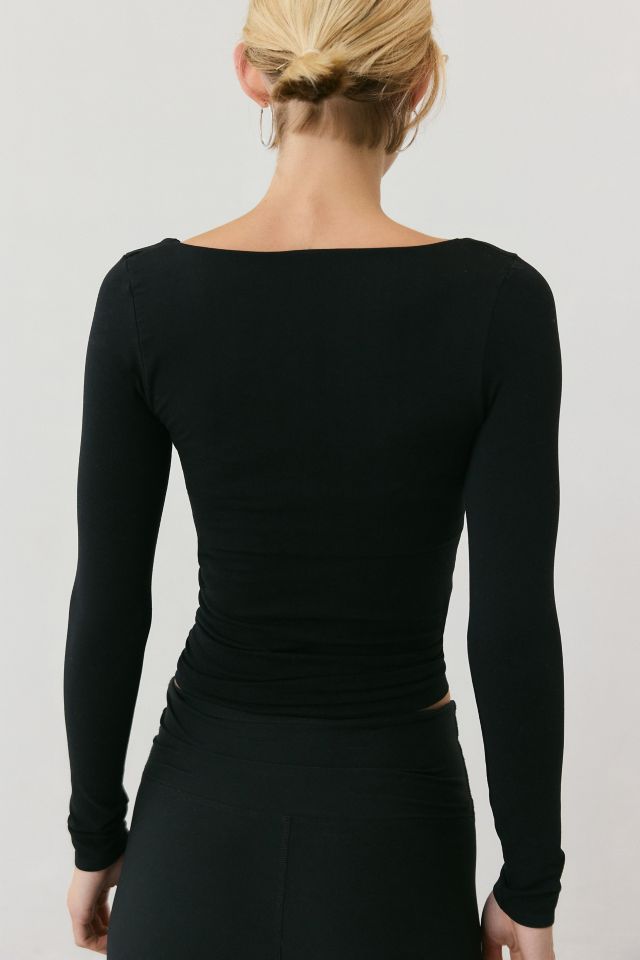 Out From Under Ruby Square Neck Long Sleeve Cropped Tee