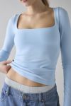 Out From Under Ruby Square Neck Long Sleeve Cropped Tee