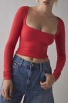 Out From Under Ruby Square Neck Long Sleeve Cropped Tee