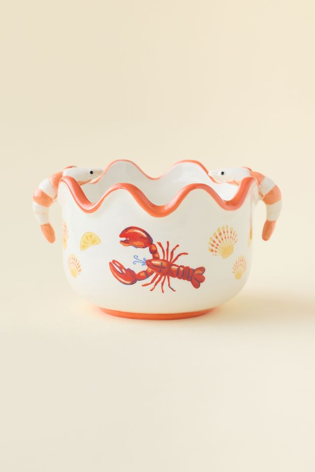 Lobster Dinner Scalloped Ceramic Planter #1