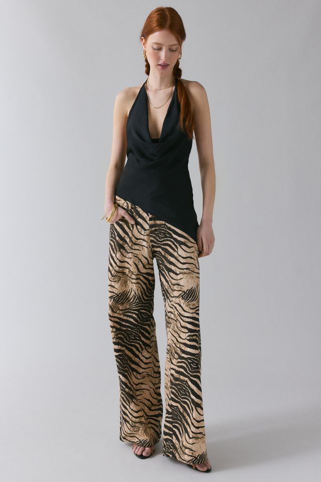 UO Quinn Asymmetric Satin Cowl Neck Halter Top #2