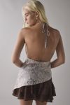 UO Quinn Asymmetric Satin Cowl Neck Halter Top