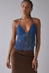 UO Liv Embroidered Beaded Tie-Back Backless Cami