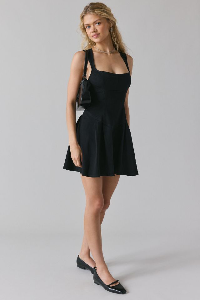 BDG Leah Denim Pleated Open-Back Drop Waist Mini Dress #3