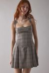 BDG Leah Pleated Open-Back Drop Waist Mini Dress