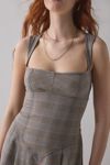 BDG Leah Pleated Open-Back Drop Waist Mini Dress