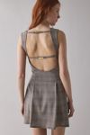 BDG Leah Pleated Open-Back Drop Waist Mini Dress