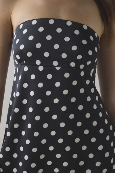 UO Mira Strapless Tie-Back Bow Satin Slip Mini Dress
