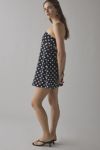 UO Mira Strapless Tie-Back Bow Satin Slip Mini Dress