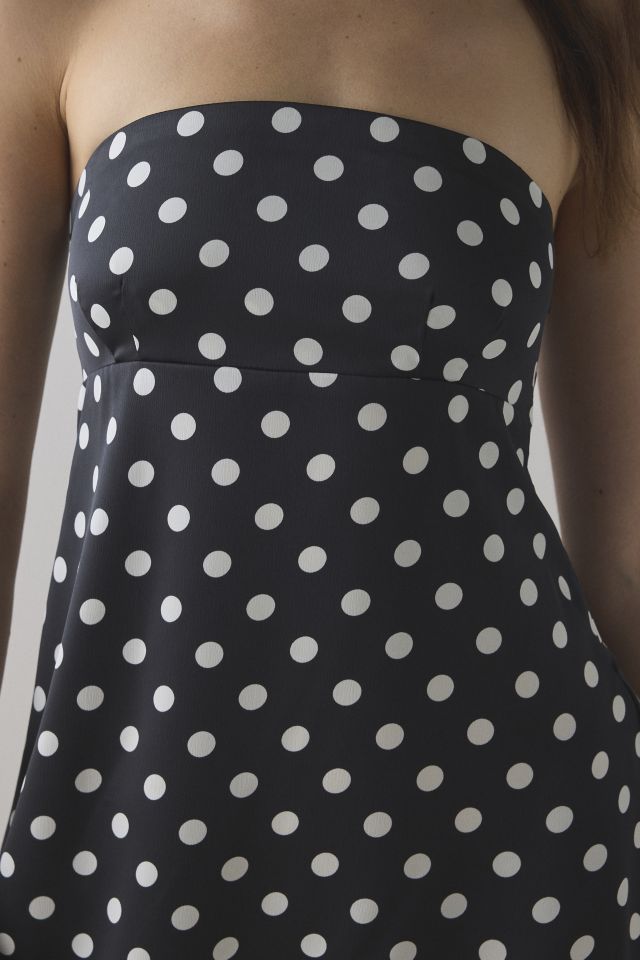 UO Mira Strapless Tie-Back Bow Satin Slip Mini Dress