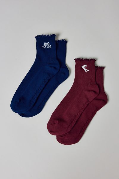 BAGGU Embroidered Lettuce Edge Sock 2-Pack