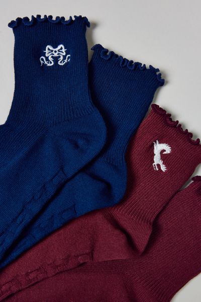 BAGGU Embroidered Lettuce Edge Sock 2-Pack