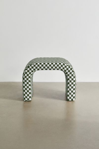Urban Outfitters Sienna Curving Checkered Pattern Stool In Dark Green At