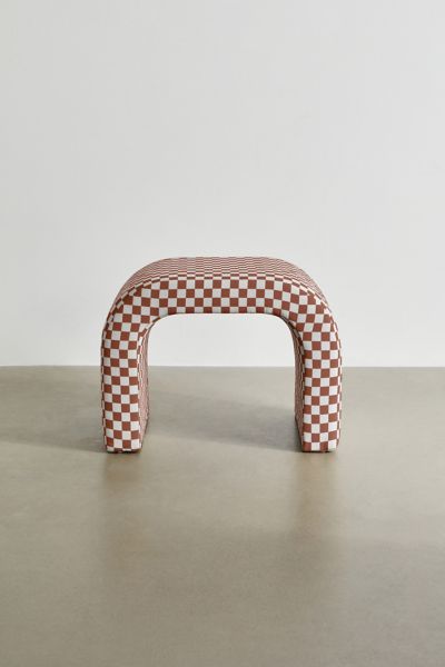 Urban Outfitters Sienna Curving Checkered Pattern Stool In Burnt Orange At