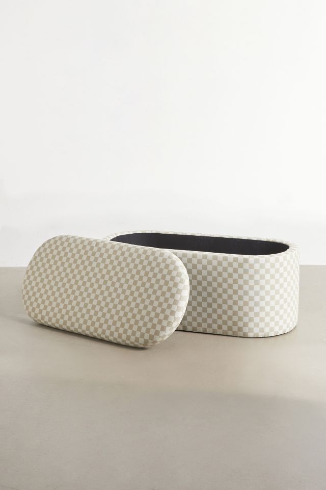 Shae Checkered Pattern Storage Bench #3