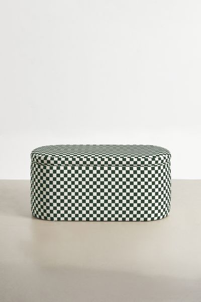 Urban Outfitters Shae Checkered Pattern Storage Bench In Dark Green At
