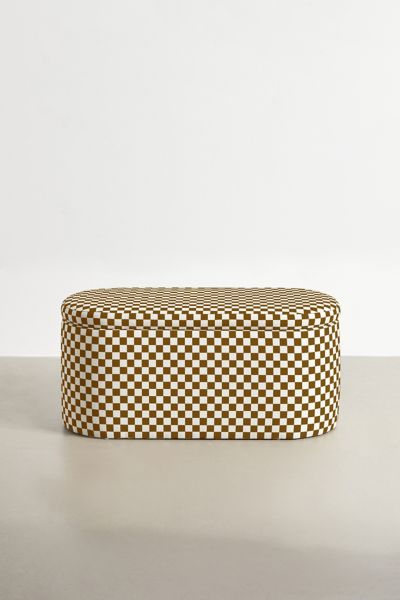Urban Outfitters Shae Checkered Pattern Storage Bench In Burnt Orange At