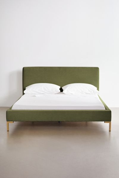 Urban Outfitters Rosalie Woven Crosshatch Platform Bed In Green At  In Green