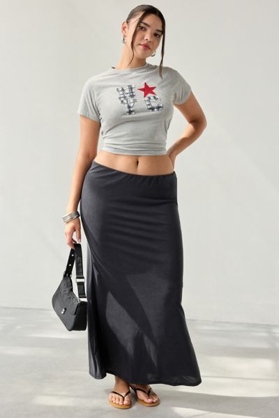 UO Harlow Cupro Low-Rise Maxi Skirt