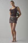 Silence + Noise Kate Faux Suede Belted Micro Mini Skort