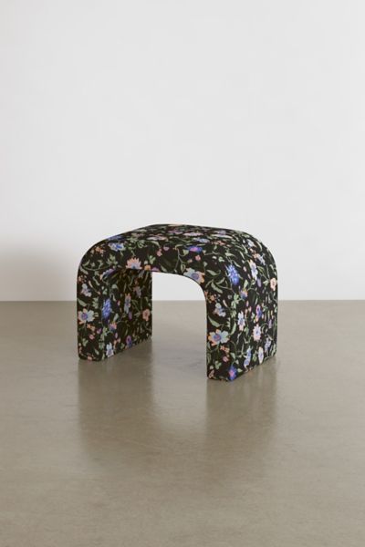 Urban Outfitters Hale Floral Patterned Curving Ottoman In Black At