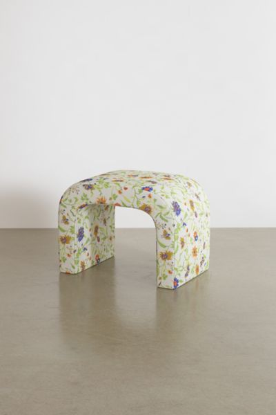 Urban Outfitters Hale Floral Patterned Curving Ottoman In Ivory Combo At