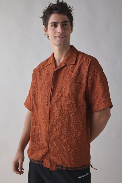 meagratia Embossed Short Sleeve Button-Down Shirt