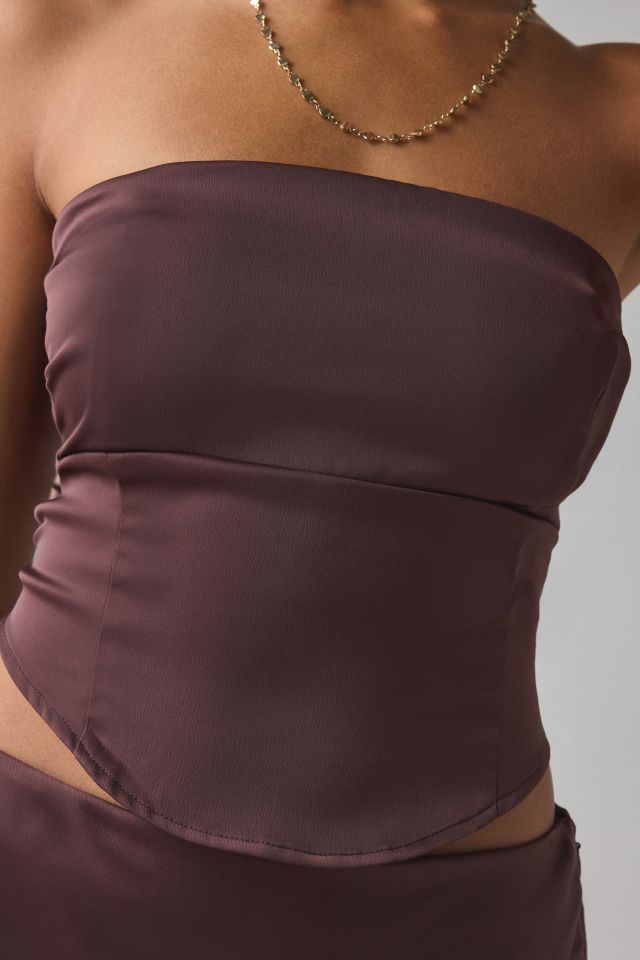 UO Clarissa Satin Keyhole Cutout Tube Top