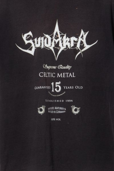 Vintage Y2K Distressed Suidakra Rock Band Black Graphic T-Shirt