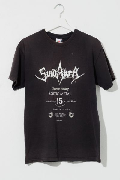 Vintage Y2K Distressed Suidakra Rock Band Black Graphic T-Shirt