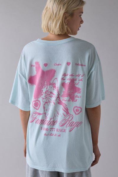 Urban Outfitters Feminine Rage Graphic Cotton T-shirt Dress In Sky, Women's At