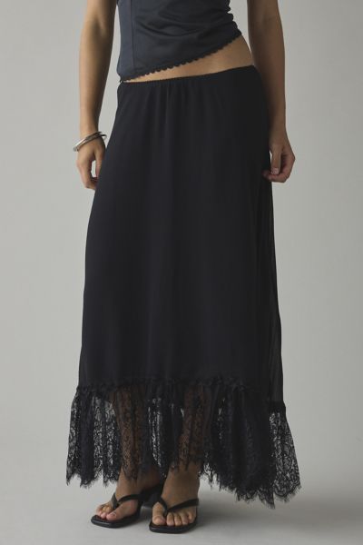 Kimchi Blue Shauna Low-Rise Semi-Sheer Lace Trim Maxi Skirt