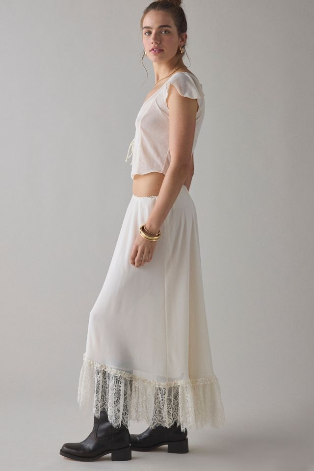 Kimchi Blue Shauna Low-Rise Semi-Sheer Lace Trim Maxi Skirt #2